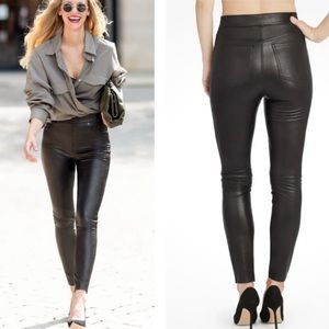 SPANX Leather-Like Ankle Skinny Pant in Noir Black - M